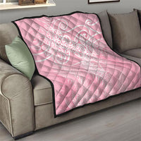 Aotearoa Maori Koru Curves Quilt Silver Ferns - Rose Pink LT7 - Polynesian Pride