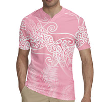 Aotearoa Maori Koru Curves Rugby Jersey Silver Ferns - Rose Pink LT7 - Polynesian Pride