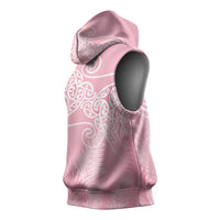 Aotearoa Maori Koru Curves Sleeveless Hoodie Silver Ferns - Rose Pink LT7 - Polynesian Pride