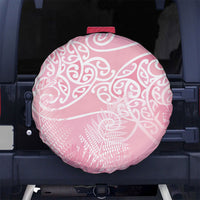 Aotearoa Maori Koru Curves Spare Tire Cover Silver Ferns - Rose Pink LT7 No hole Pink - Polynesian Pride