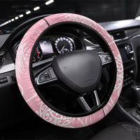 Aotearoa Maori Koru Curves Steering Wheel Cover Silver Ferns - Rose Pink LT7 Universal Fit Pink - Polynesian Pride