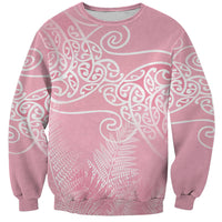 Aotearoa Maori Koru Curves Sweatshirt Silver Ferns - Rose Pink LT7 Unisex Pink - Polynesian Pride