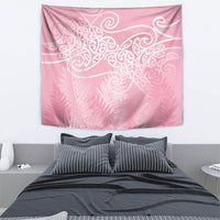Aotearoa Maori Koru Curves Tapestry Silver Ferns - Rose Pink LT7 - Polynesian Pride