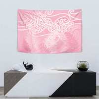 Aotearoa Maori Koru Curves Tapestry Silver Ferns - Rose Pink LT7 - Polynesian Pride