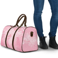 Aotearoa Maori Koru Curves Travel Bag Silver Ferns - Rose Pink LT7 - Polynesian Pride