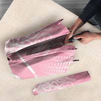 Aotearoa Maori Koru Curves Umbrella Silver Ferns - Rose Pink LT7 - Polynesian Pride
