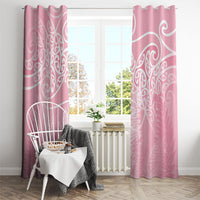 Aotearoa Maori Koru Curves Window Curtain Silver Ferns - Rose Pink LT7 - Polynesian Pride