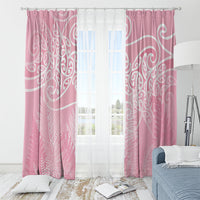 Aotearoa Maori Koru Curves Window Curtain Silver Ferns - Rose Pink LT7 - Polynesian Pride