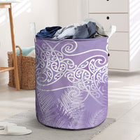 Aotearoa Maori Koru Curves Laundry Basket Silver Ferns - Amethyst LT7 Purple - Polynesian Pride