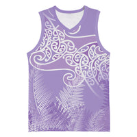 Aotearoa Maori Koru Curves Basketball Jersey Silver Ferns - Amethyst LT7 Unisex Purple - Polynesian Pride