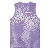 Aotearoa Maori Koru Curves Basketball Jersey Silver Ferns - Amethyst LT7 - Polynesian Pride