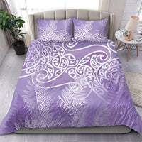 Aotearoa Maori Koru Curves Bedding Set Silver Ferns - Amethyst LT7 - Polynesian Pride