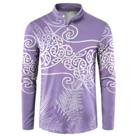 Aotearoa Maori Koru Curves Button Sweatshirt Silver Ferns - Amethyst LT7 Purple - Polynesian Pride