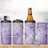 Aotearoa Maori Koru Curves 4 in 1 Can Cooler Tumbler Silver Ferns - Amethyst LT7 - Polynesian Pride