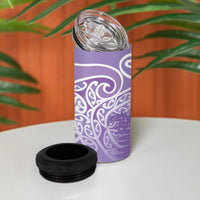 Aotearoa Maori Koru Curves 4 in 1 Can Cooler Tumbler Silver Ferns - Amethyst LT7 - Polynesian Pride
