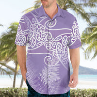 Aotearoa Maori Koru Curves Hawaiian Shirt Silver Ferns - Amethyst LT7 - Polynesian Pride