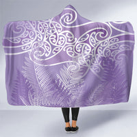 Aotearoa Maori Koru Curves Hooded Blanket Silver Ferns - Amethyst LT7 One Size Purple - Polynesian Pride
