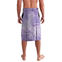 Aotearoa Maori Koru Curves Lavalava Silver Ferns - Amethyst LT7 - Polynesian Pride
