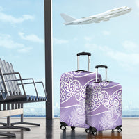 Aotearoa Maori Koru Curves Luggage Cover Silver Ferns - Amethyst LT7 - Polynesian Pride