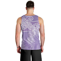 Aotearoa Maori Koru Curves Men Tank Top Silver Ferns - Amethyst LT7 - Polynesian Pride