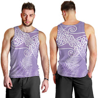 Aotearoa Maori Koru Curves Men Tank Top Silver Ferns - Amethyst LT7 - Polynesian Pride