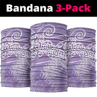 Aotearoa Maori Koru Curves Neck Gaiter Silver Ferns - Amethyst LT7 package One Size: 25*50cm Purple - Polynesian Pride