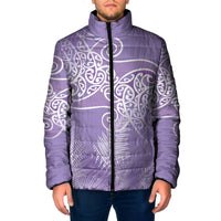 Aotearoa Maori Koru Curves Padded Jacket Silver Ferns - Amethyst LT7 Men Purple - Polynesian Pride