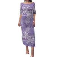 Aotearoa Maori Koru Curves Puletasi Silver Ferns - Amethyst LT7 Long Dress Purple - Polynesian Pride