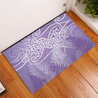 Aotearoa Maori Koru Curves Rubber Doormat Silver Ferns - Amethyst LT7 - Polynesian Pride