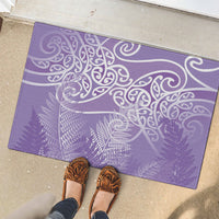 Aotearoa Maori Koru Curves Rubber Doormat Silver Ferns - Amethyst LT7 - Polynesian Pride