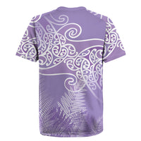 Aotearoa Maori Koru Curves Rugby Jersey Silver Ferns - Amethyst LT7 - Polynesian Pride