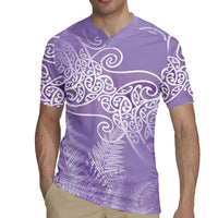 Aotearoa Maori Koru Curves Rugby Jersey Silver Ferns - Amethyst LT7 - Polynesian Pride
