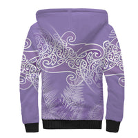 Aotearoa Maori Koru Curves Sherpa Hoodie Silver Ferns - Amethyst LT7 - Polynesian Pride