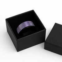 Aotearoa Maori Koru Curves Spinner Ring Silver Ferns - Amethyst LT7 - Polynesian Pride