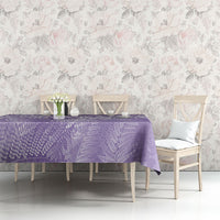 Aotearoa Maori Koru Curves Tablecloth Silver Ferns - Amethyst LT7 - Polynesian Pride