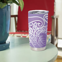 Aotearoa Maori Koru Curves Tumbler Cup Silver Ferns - Amethyst LT7 - Polynesian Pride