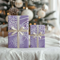 Aotearoa Maori Koru Curves Wrapping Paper Silver Ferns - Amethyst LT7 - Polynesian Pride