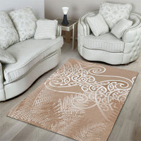 Aotearoa Maori Koru Curves Area Rug Silver Ferns - Mocha LT7 - Polynesian Pride