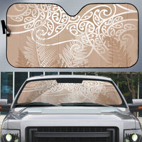 Aotearoa Maori Koru Curves Auto Sun Shade Silver Ferns - Mocha LT7 Beige - Polynesian Pride