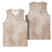 Aotearoa Maori Koru Curves Basketball Jersey Silver Ferns - Mocha LT7 - Polynesian Pride