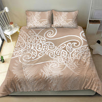 Aotearoa Maori Koru Curves Bedding Set Silver Ferns - Mocha LT7 - Polynesian Pride