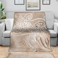 Aotearoa Maori Koru Curves Blanket Silver Ferns - Mocha LT7 - Polynesian Pride