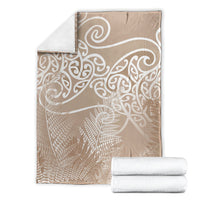 Aotearoa Maori Koru Curves Blanket Silver Ferns - Mocha LT7 - Polynesian Pride