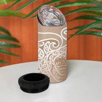Aotearoa Maori Koru Curves 4 in 1 Can Cooler Tumbler Silver Ferns - Mocha LT7 - Polynesian Pride