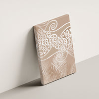 Aotearoa Maori Koru Curves Canvas Wall Art Silver Ferns - Mocha LT7 - Polynesian Pride