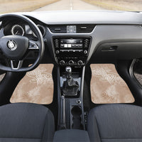 Aotearoa Maori Koru Curves Car Mats Silver Ferns - Mocha LT7 Set 2pcs - Front Beige - Polynesian Pride