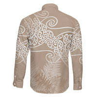 Aotearoa Maori Koru Curves Family Matching Mermaid Dress and Hawaiian Shirt Silver Ferns - Mocha