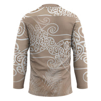 Aotearoa Maori Koru Curves Hockey Jersey Silver Ferns - Mocha LT7 - Polynesian Pride