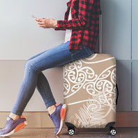 Aotearoa Maori Koru Curves Luggage Cover Silver Ferns - Mocha LT7 - Polynesian Pride