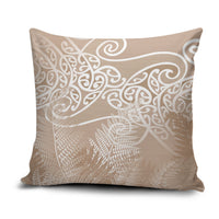 Aotearoa Maori Koru Curves Pillow Cover Silver Ferns - Mocha LT7 Beige - Polynesian Pride